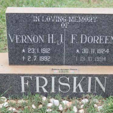 FRISKIN Vernon H.J. 1912-1992 &amp; F.Doreen 1924-1994