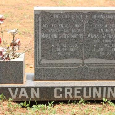 GREUNING Marthinus Gerhardus, van 1909-1981 &amp; Anna Catharina FOUCHE 1924-2006
