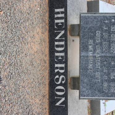 HENDERSON Pieter 1922-1992 &amp; Doris 1926-1997
