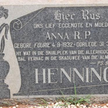 HENNING Anna R.P. nee FOURIE 1932-1966