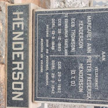 HENDERSON Pieter Frederick 1863-1942 &amp; Margaret Ann THOMSON 1865-1948