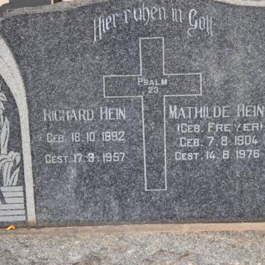 HEIN Richard 1892-1957 &amp; Mathilda FREYER 1904-1976