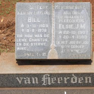 HEERDEN Bill, van 1909-1976 &amp; Elsie J.M. 1907-1983