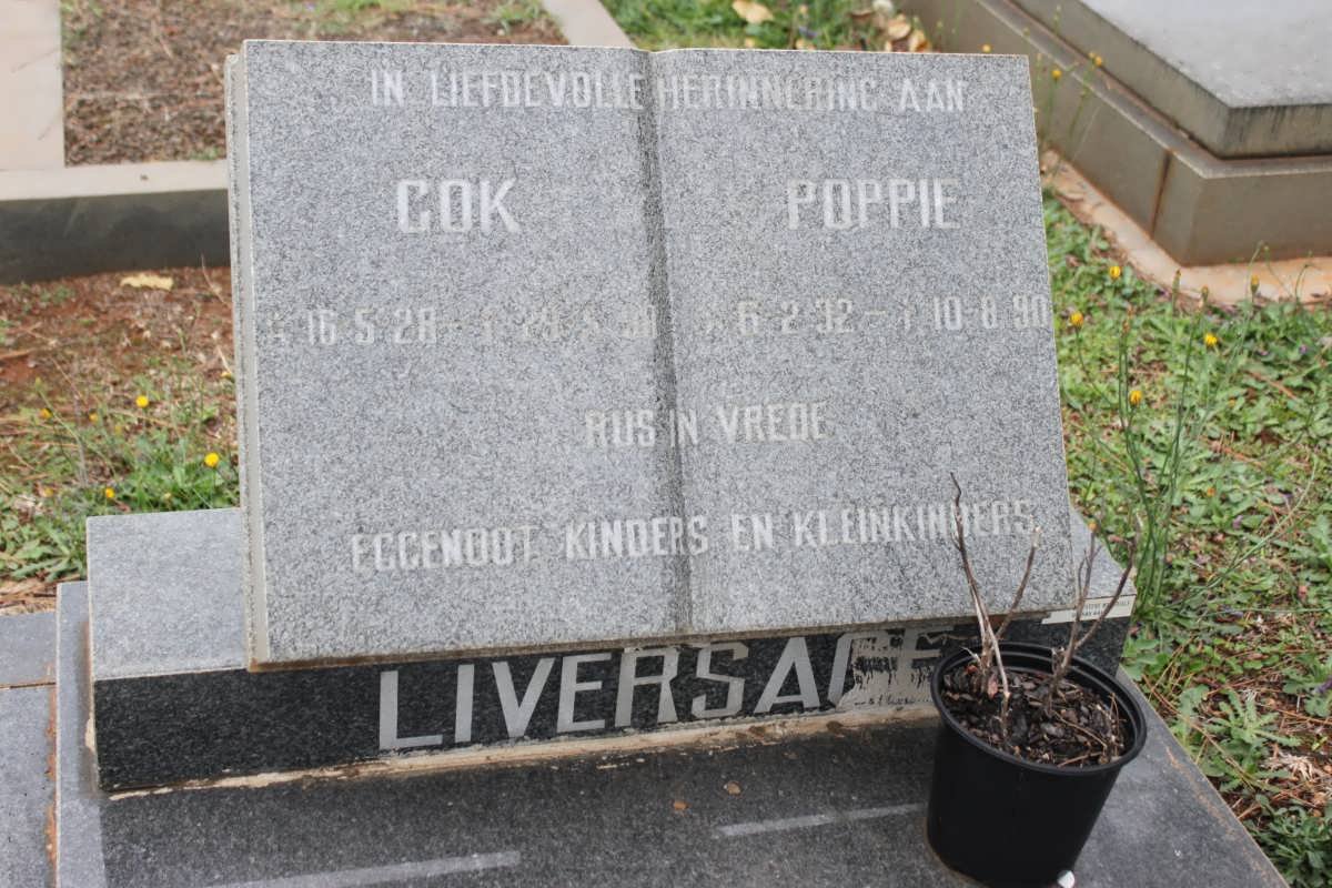 LIVERSAGE Gok 1920-1998 & Poppie 1932-1990