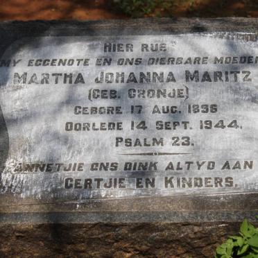 MARITZ Martha Johanna nee CRONJE 1896-1944