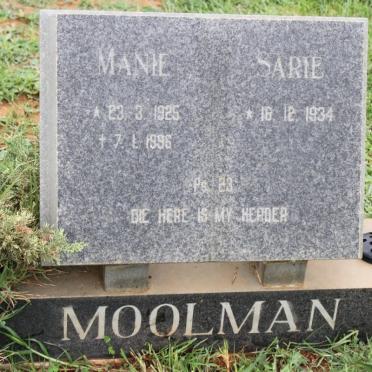 MOOLMAN Manie 1925-1996 &amp; Sarie 1934-