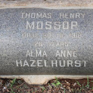 MOSSOP Thomas Henry -1918 :: HAZELHURST Alma Anne