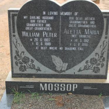 MOSSOP William Peter 1907-1989 &amp; Aletta Maria GROBLER 1912-1995