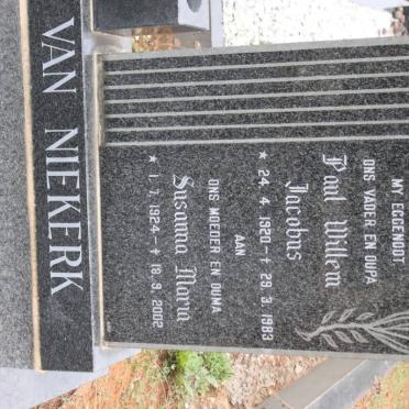 NIEKERK Paul Willem Jacobus, van 1920-1983 &amp; Susanna Maria 1924-2002