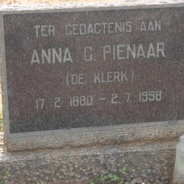 PIENAAR Anna C. nee DE KLERK 1880-1958