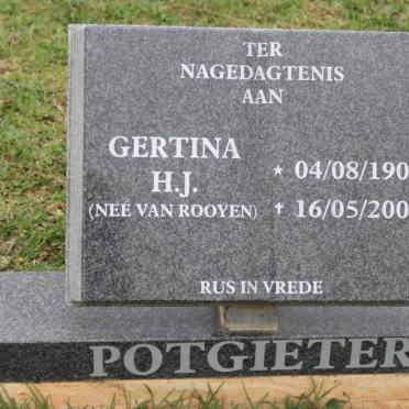 POTGIETER Gertina H.J. nee VAN ROOYEN 1903-2001