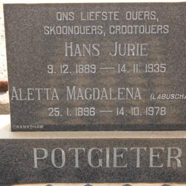 POTGIETER Hans Jurie 1889-1935 &amp; Aletta Magdalena LABUSCHAGNE 1896-1978