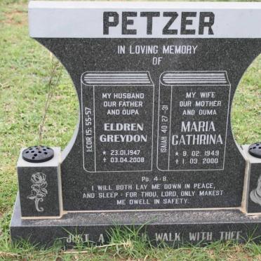 PETZER Eldren Greydon 1947-2008 &amp; Maria Cathrina 1949-2000