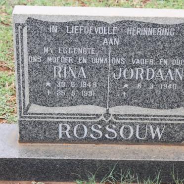 ROSSOUW Jordaan 1940- &amp; Rina 1948-1991