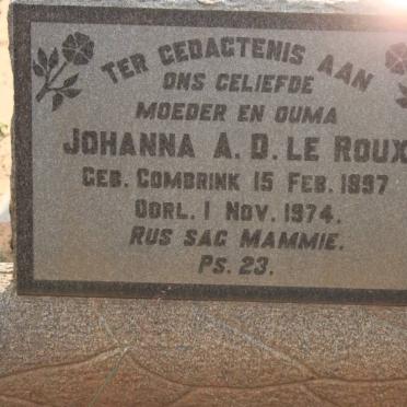 ROUX Johanna A.D., le nee COMBRINK 1897-1974