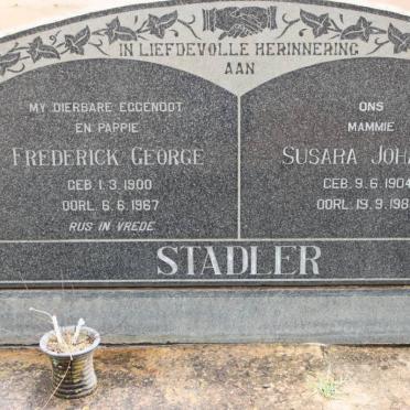 STADLER Frederick George 1900-1967 &amp; Susara Johanna 1904-1983