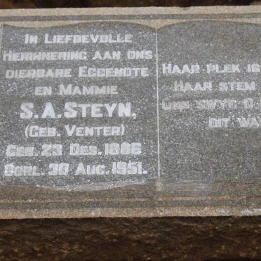 STEYN S.A. nee VENTER 1886-1951