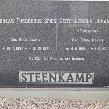 STEENKAMP Andreas Theodorus Spies 1894-1973 &amp; Gert Diederik Johannes DUVENHAGE 1901-1973