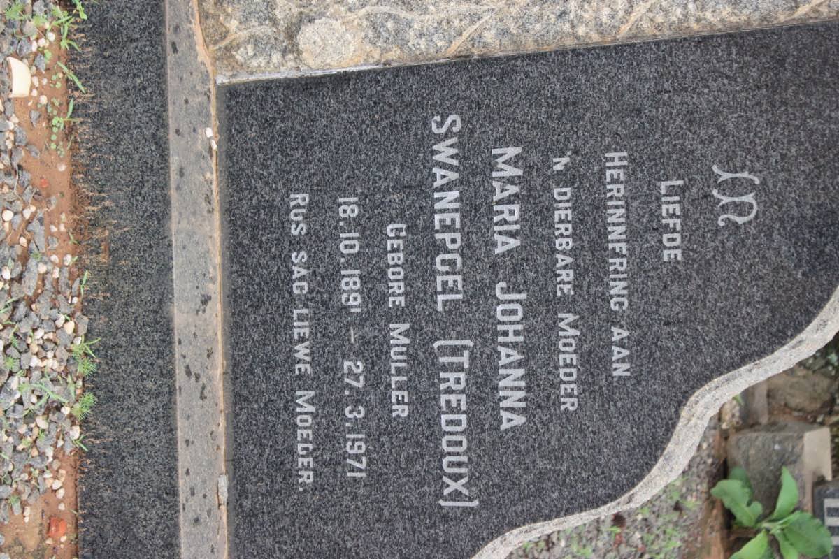 SWANEPOEL Maria Johanna formely TREDOUX nee MULLER 1891-1971