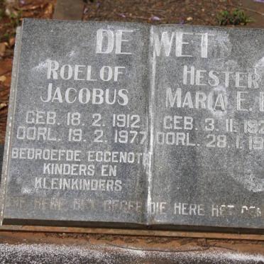 WET Roelof Jacobus, de 1912-1977 &amp; Hester Maria E.E. 1925-1992