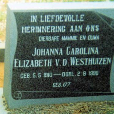 WESTHUIZEN Johanna Carolina Elizabeth, v.d. 1910-1990