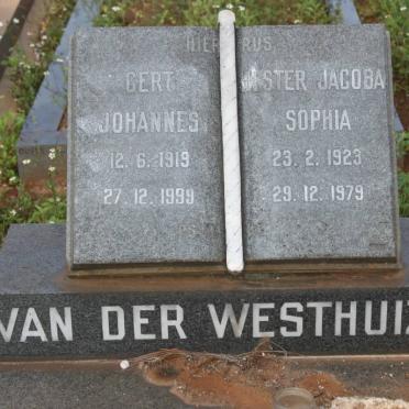 WESTHUIZEN Gert Johannes, van der 1919-1999 &amp; Hester Jacoba Sophia 1923-1979