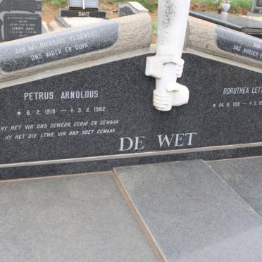 WET Petrus Arnoldus, de 1919-1982 &amp; Dorothea Lettie 1918-1993