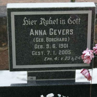 GEVERS Anna nee BORCHARD 1901-2005