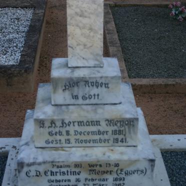 MEYER F.H. Hermann 1881-1941 &amp; C.D. Christine EGGERS 1893-1982