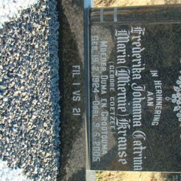 KRAUSE Frederika Johanna Catrina Maria nee COETZEE 1924-2005