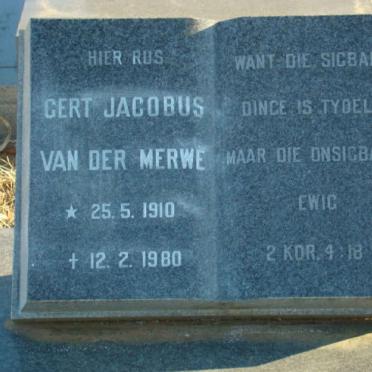 MERWE Gert Jacobus, van der 1910-1980