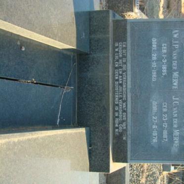 MERWE A.W.J.P., van der 1885-1960 &amp; J.C. 1887-1976