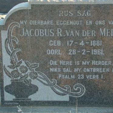MERWE Jacobus R., van der 1881-1961