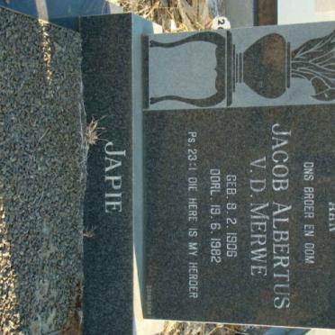 MERWE Jacob Albertus, van der 1906-1982