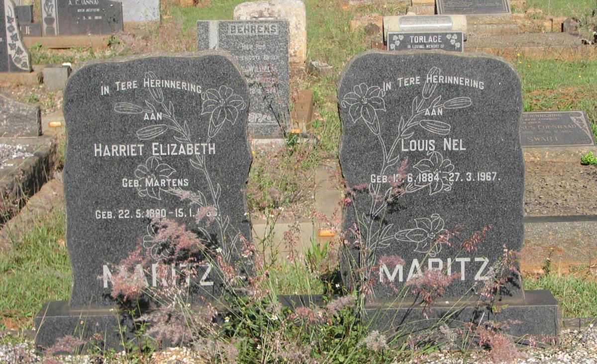 MARITZ Louis Nel 1884-1967 &amp; Harriet Elizabeth MARTENS 1890-196?