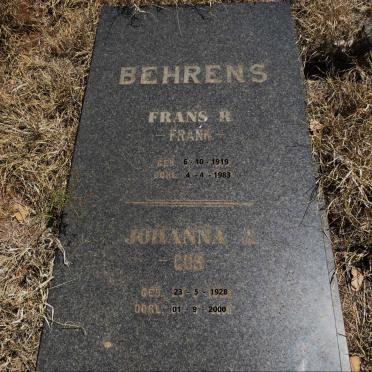 BEHRENS Frans Richard 1919-1983 :: BEHRENS Johanna Augusta 1928-2000