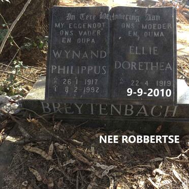 BREYTENBACH Wynand Philippus 1917-1992 & Ellie Dorethea ROBBERTSE 1919-2010