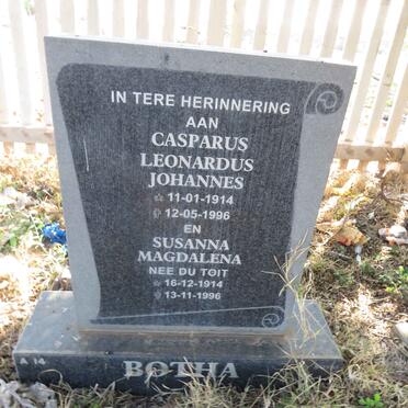 BOTHA Casparus Leonardus Johannes 1914-1996 & Susanna Magdalena DU TOIT 1914-1996