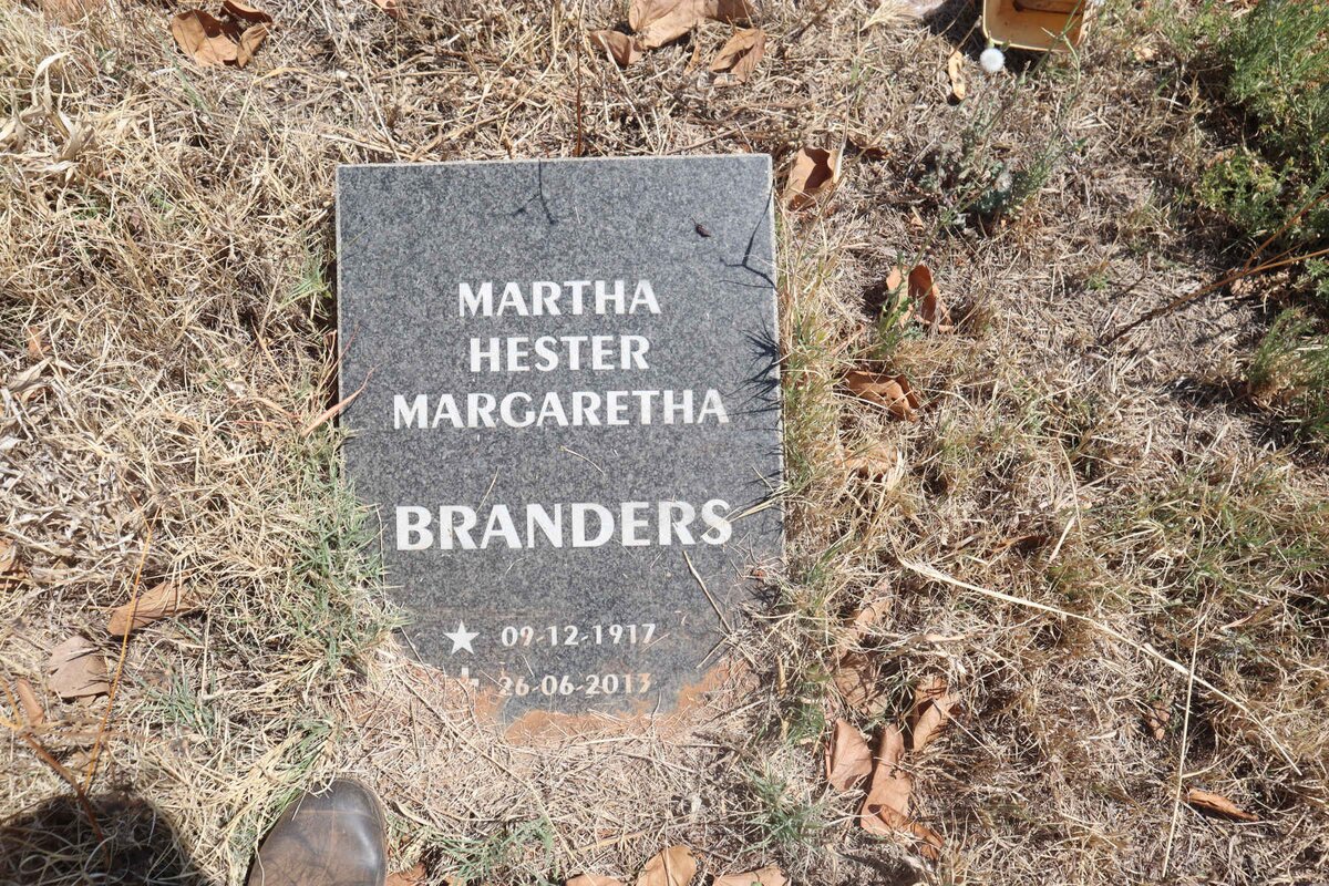 BRANDERS Martha Hester Margaretha 1917-2013