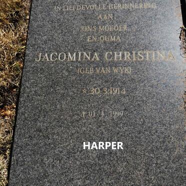 HARPER Jacomina Christina nee VAN WYK 1914-1999