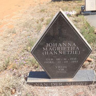 MERWE Johanna Magrietha, van der 1935-1995 