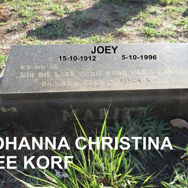 MARITZ Johanna Christina nee KORF 1912-1996
