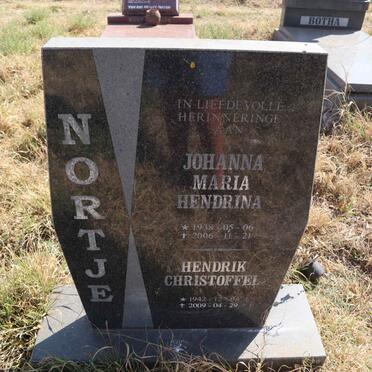 NORTJE Hendrik Christoffel 1942-2009 & Johanna Maria Hendrina 1938-2006