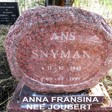 SNYMAN Anna Fransina nee JOUBERT 1945-1997