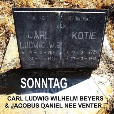 SONNTAG Carel Ludwig Wilhelm Beyers 1915-1991 & Jacobus Daniel VENTER 1929-1996