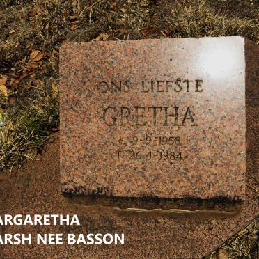 MARSH Margaretha nee BASSON 1958-1984 