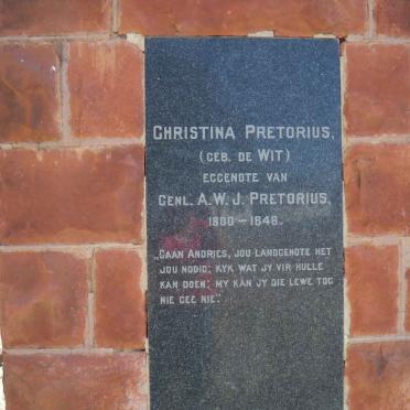 PRETORIUS Christina nee DE WIT 1800-1848