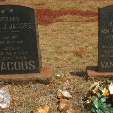 JACOBS Paul J. 1868-1920 &amp; Aletha C.M. VAN VREDEN voorheen JACOBS nee KRUGER 1877-1960