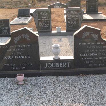 JOUBERT Josua Francois 1924-1996 &amp; Barendina Fredrika JANSE VAN RENSBURG 1930-1985