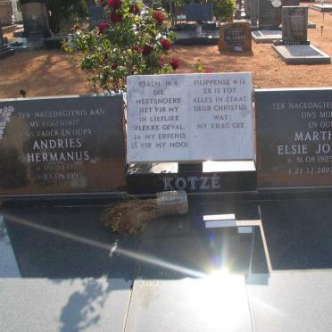 KOTZÉ Andries Hermanus 1927-1995 &amp; Marthina Elsie Johanna BOTHA 1925-2007